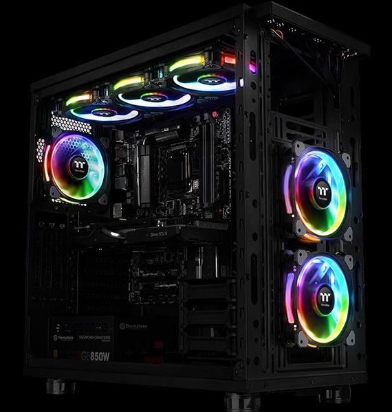 Thermaltake Riing Plus 14, RGB, 140mm - chassi fl&auml;kt, svart, 5st