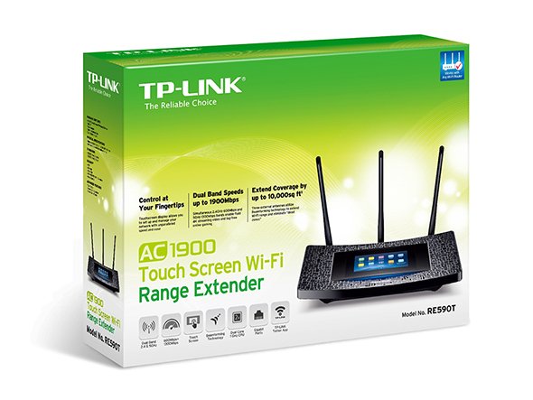 TP-LINK, repeater f&ouml;r tr&aring;dl&ouml;st n&auml;tverk, 4.3" peksk&auml;rm, AC1900, svart