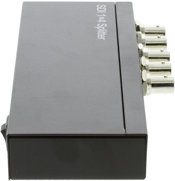 SDI-splitter en till fyra, 3G/HD-SDI, 1080p, 12 bit, BNC, metal, svart