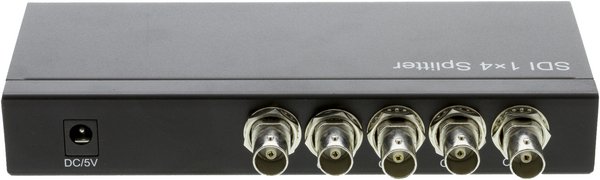 SDI-splitter en till fyra, 3G/HD-SDI, 1080p, 12 bit, BNC, metal, svart