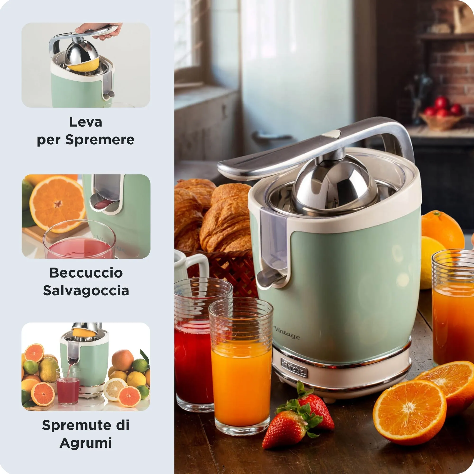 Ariete Vintage citruspress, 0,6 L, 85 W, gr&ouml;n