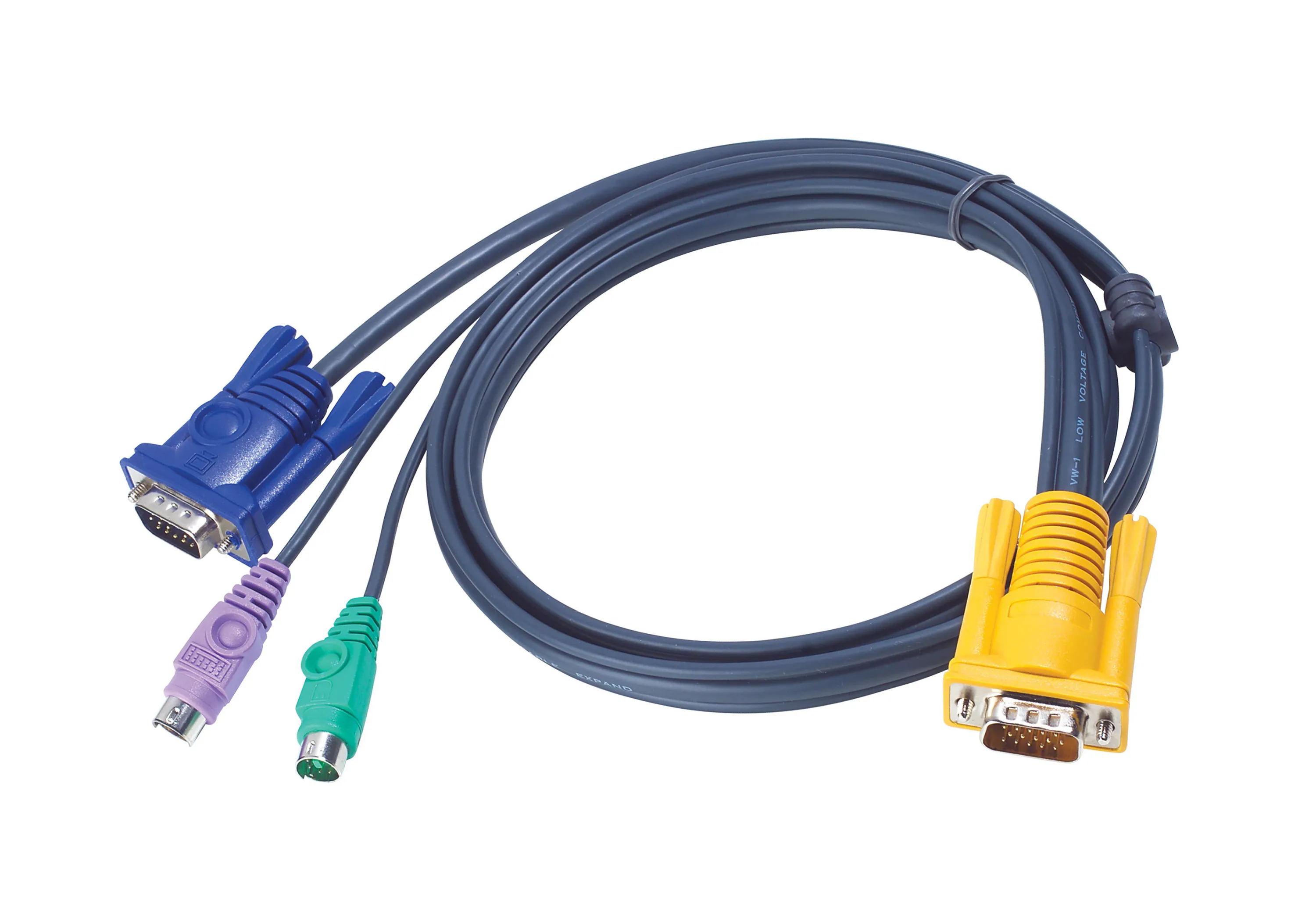 ATEN, KVM-kablage, SPHD15 ha till 2xPS/2 ha & HD15 ha, 2m