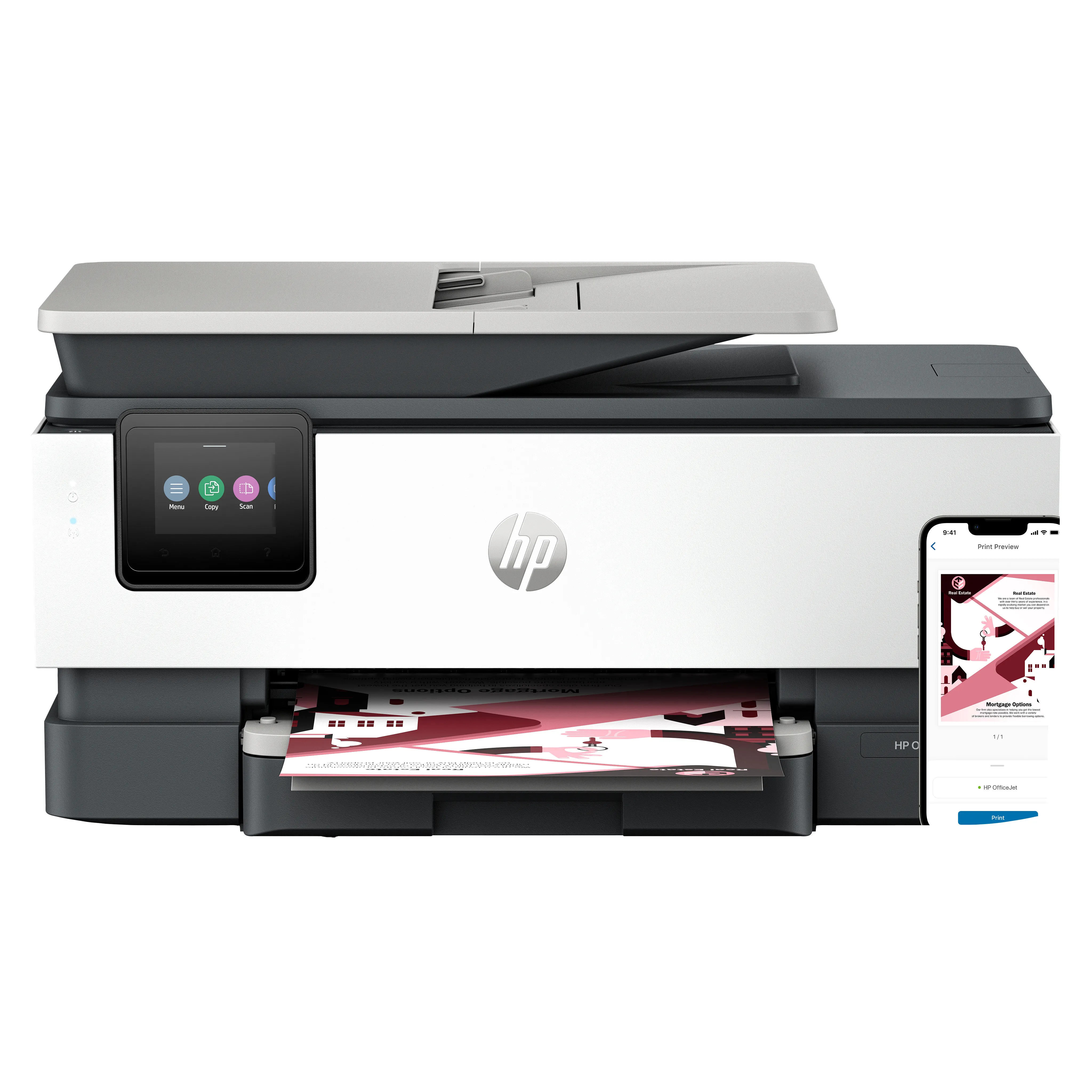 HP Officejet Pro 8124e All-in-One MFP colour ink-jet A4 12ppmcopy 20ppmprint 225 sheets USB 2.0 LAN Wi-Fi light cement