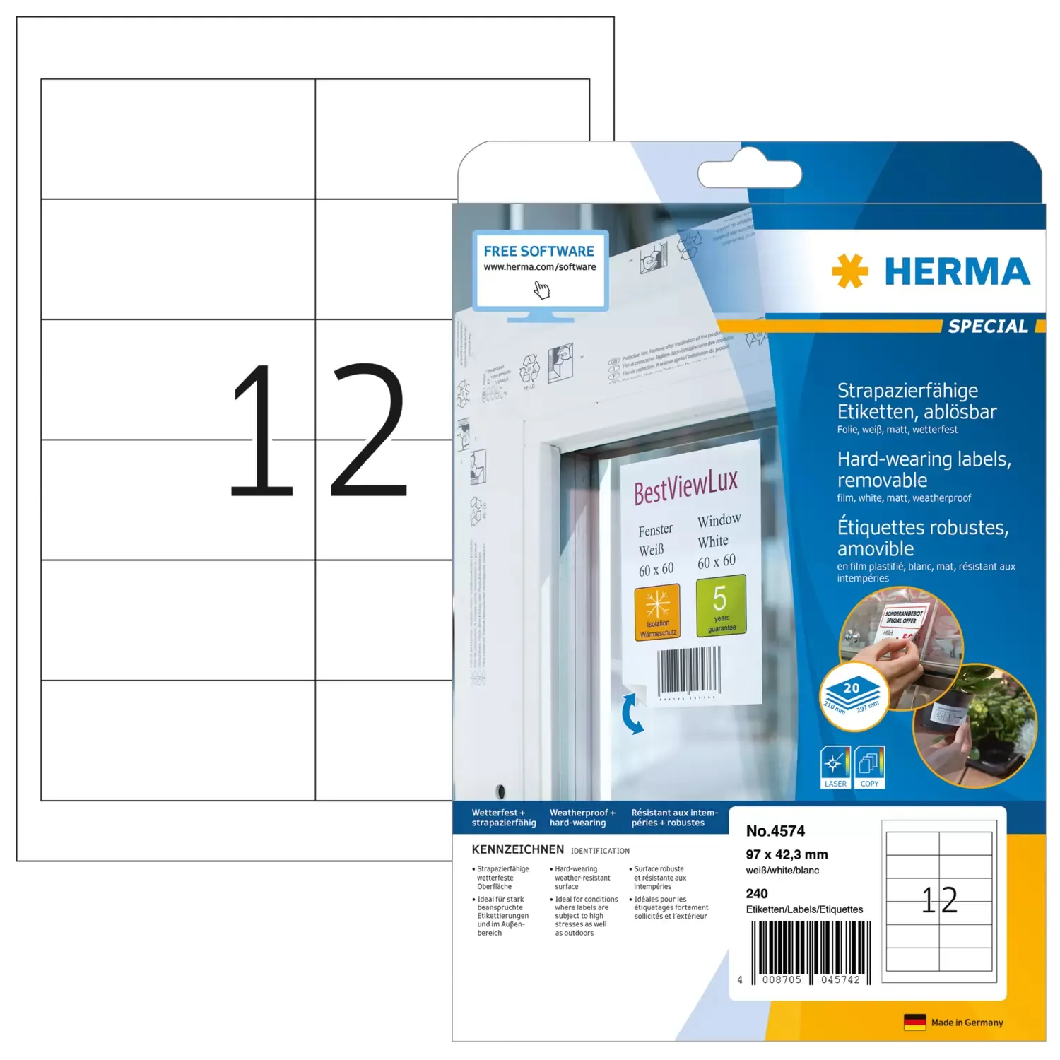 Herma label removable weather-resistant 97x42,3 (240)