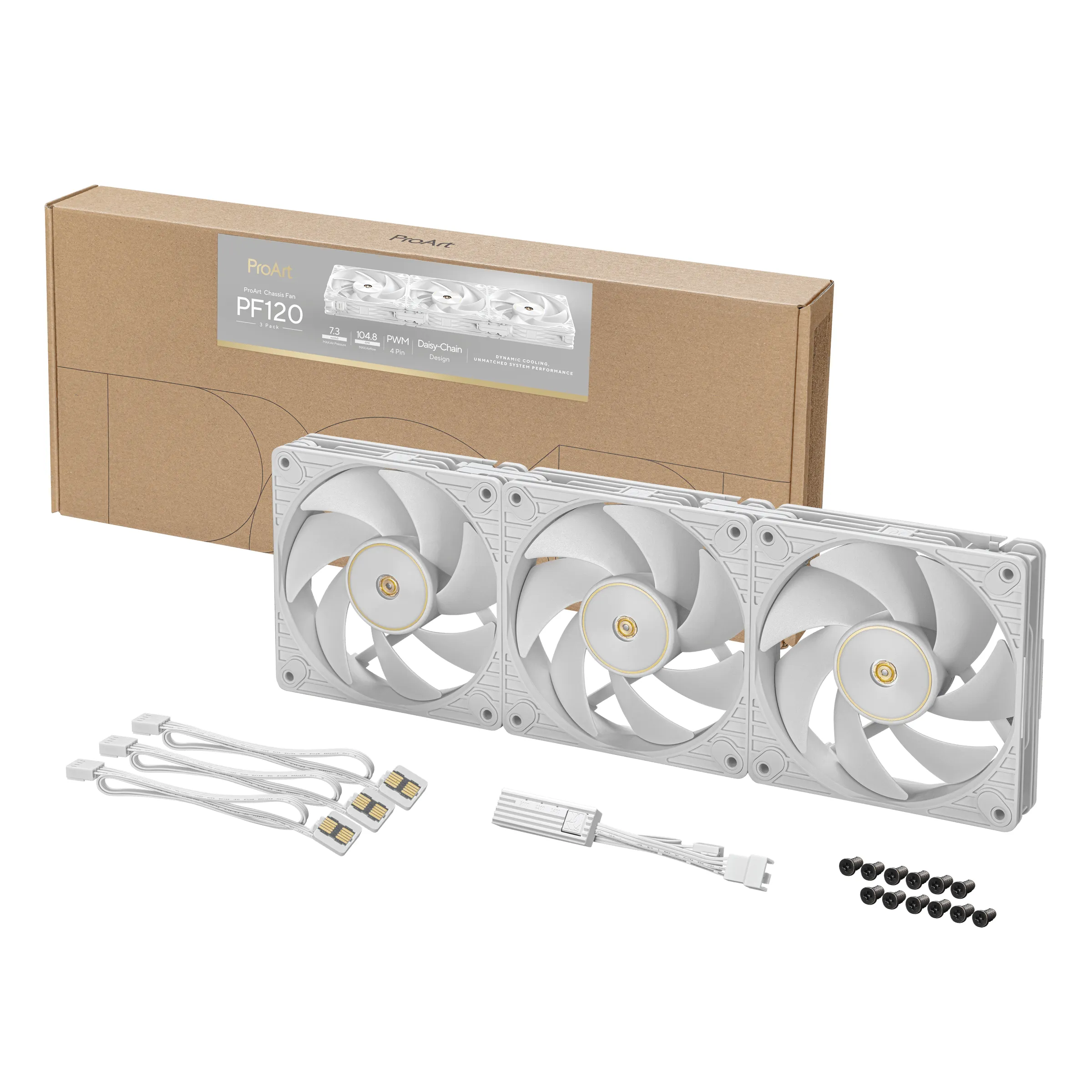 ASUS ProArt PF120 PWM White, 120 mm Case Fan, 3-pack