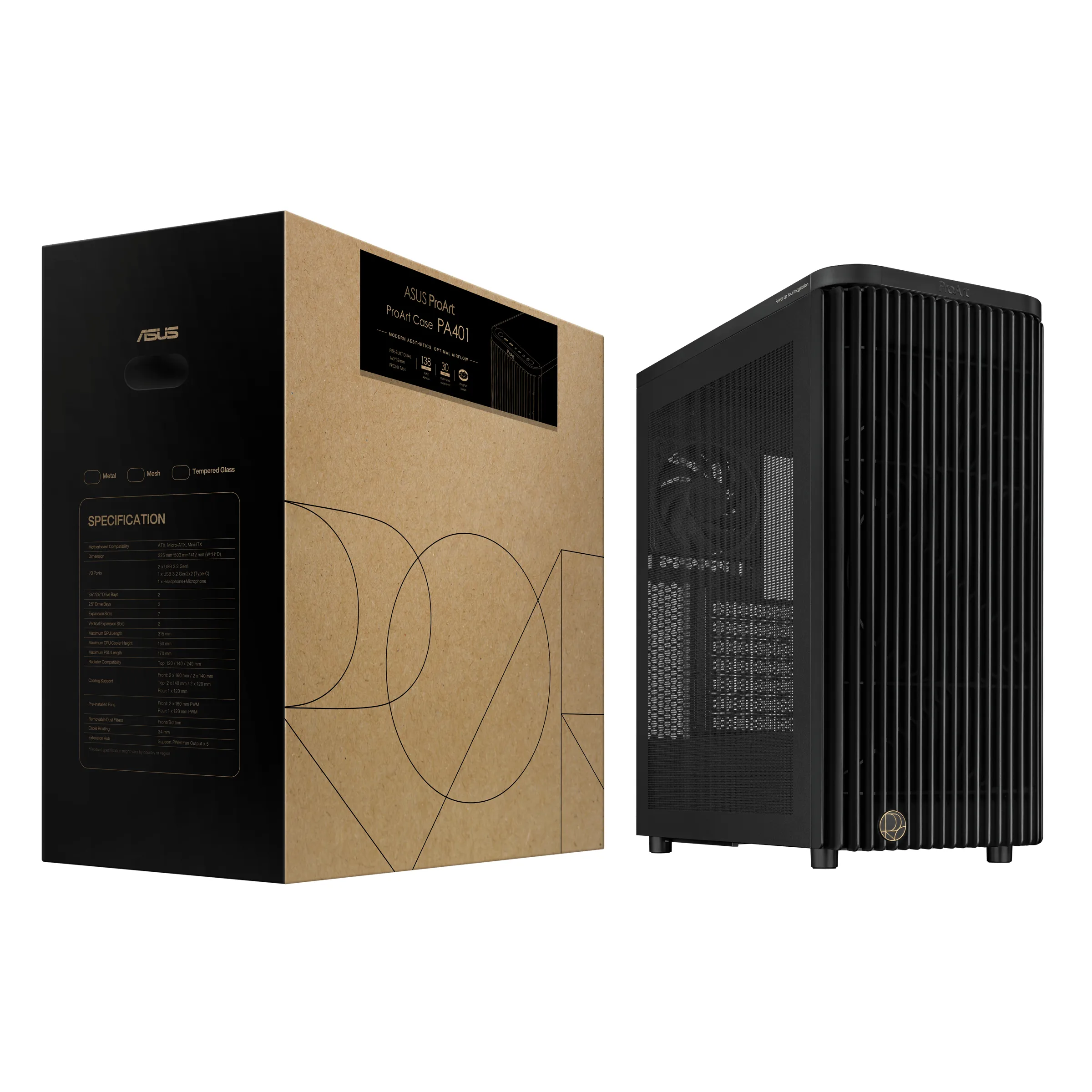 ASUS PROART PA401 MESH Miditornikotelo Musta