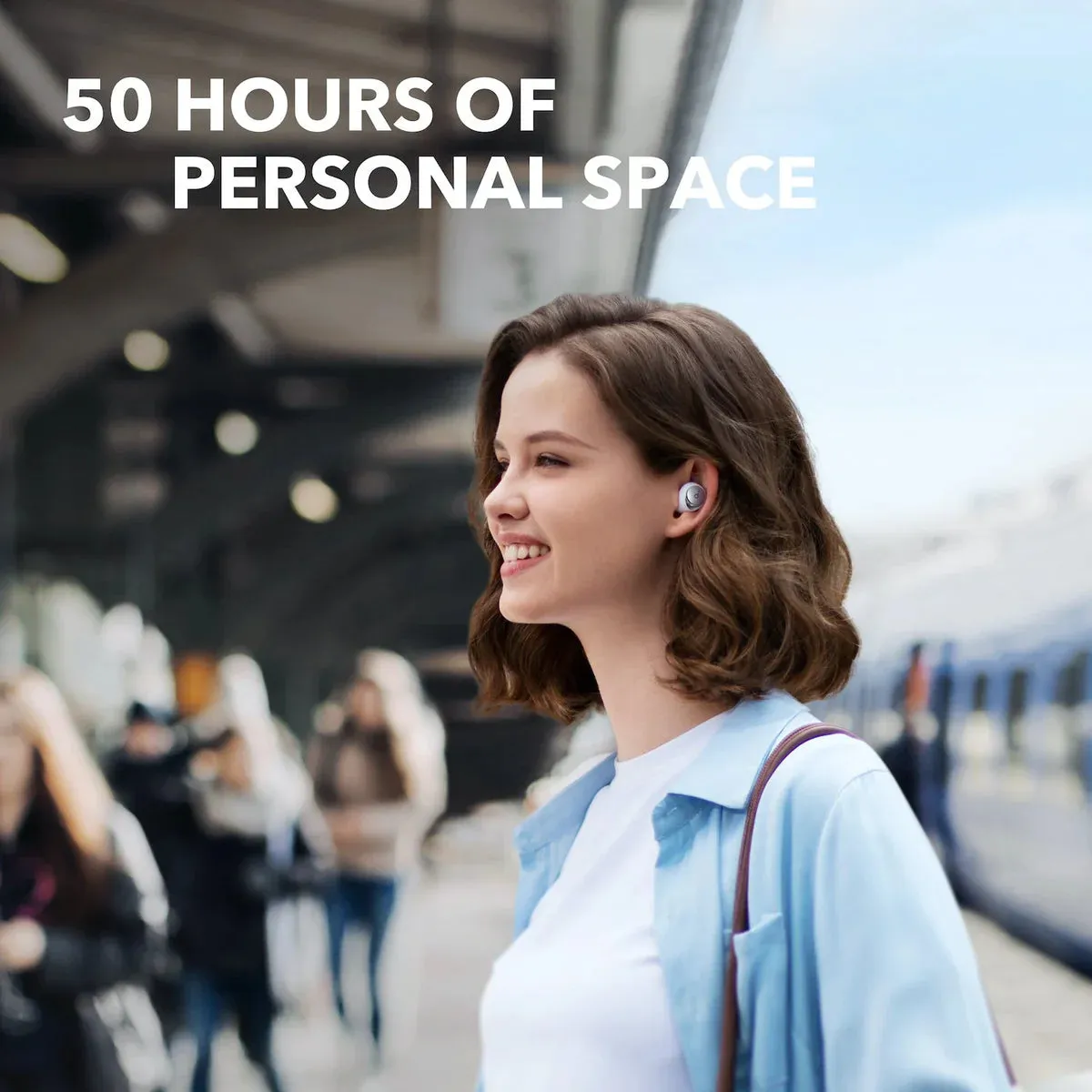 Anker Soundcore Space A40 tr&aring;dl&ouml;sa in-ear h&ouml;rlurar, vit