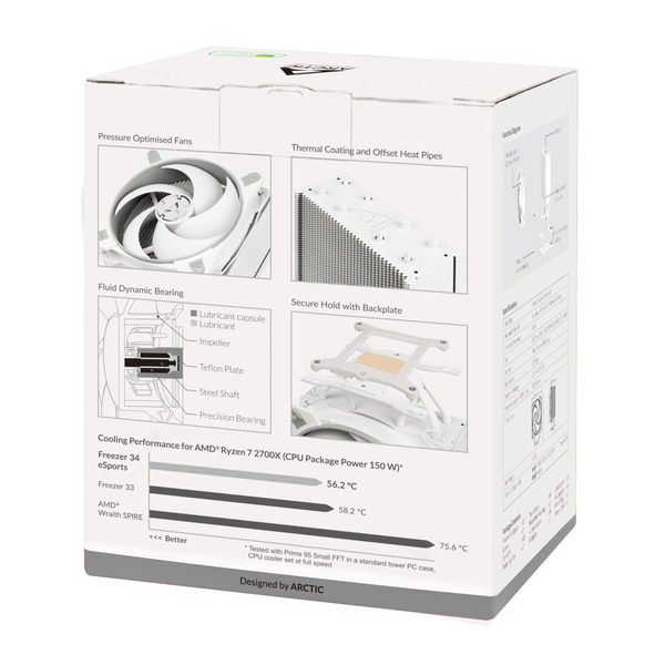 Arctic Cooling Freezer 34 eSports CPU Cooler for Intel socket and AMD socket Grey/White