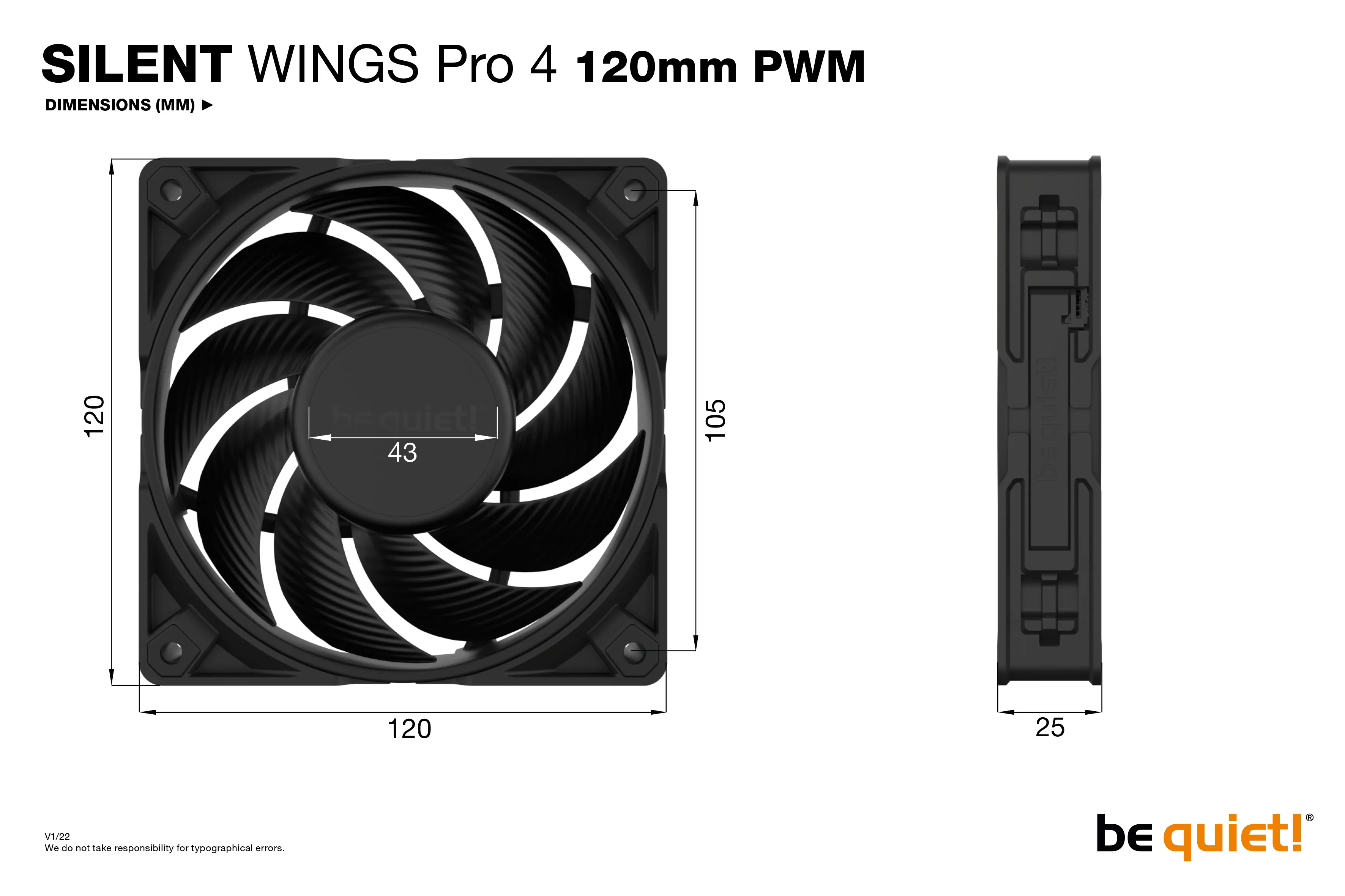 be quiet! Silent Wings PRO 4 120mm PWM -kotelotuuletin be quiet! Silent Wings PRO 4 120mm PWM -kotelotuuletin