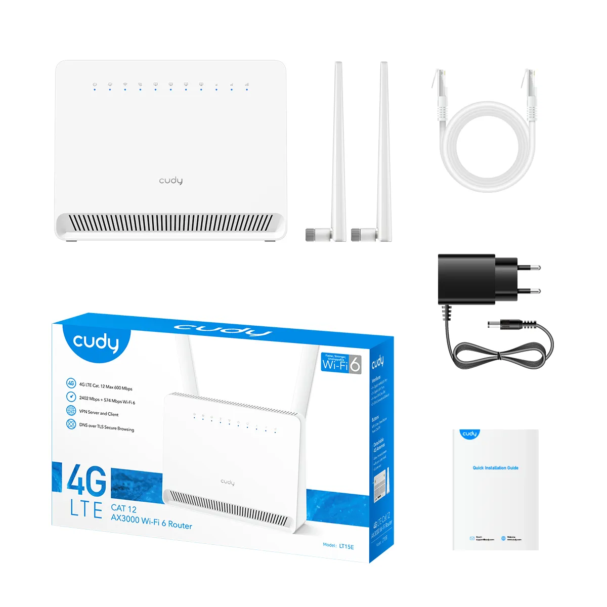 CUDY 4G Router LT15E CAT12/WF6 AX3000 Gigabit