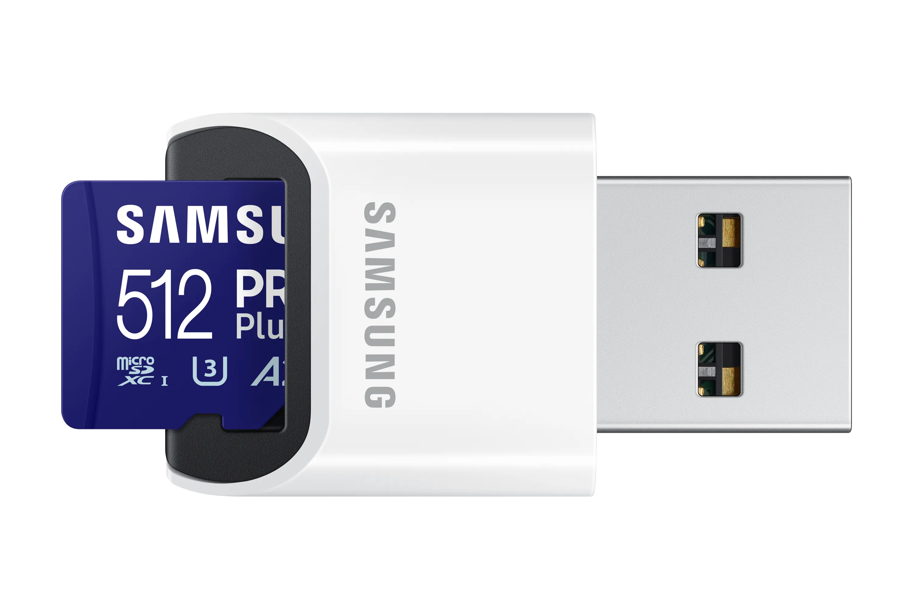 Samsung PRO Plus 512GB MicroSDXC UHS-I U3 V30 A2 card with USB card reader, Blue