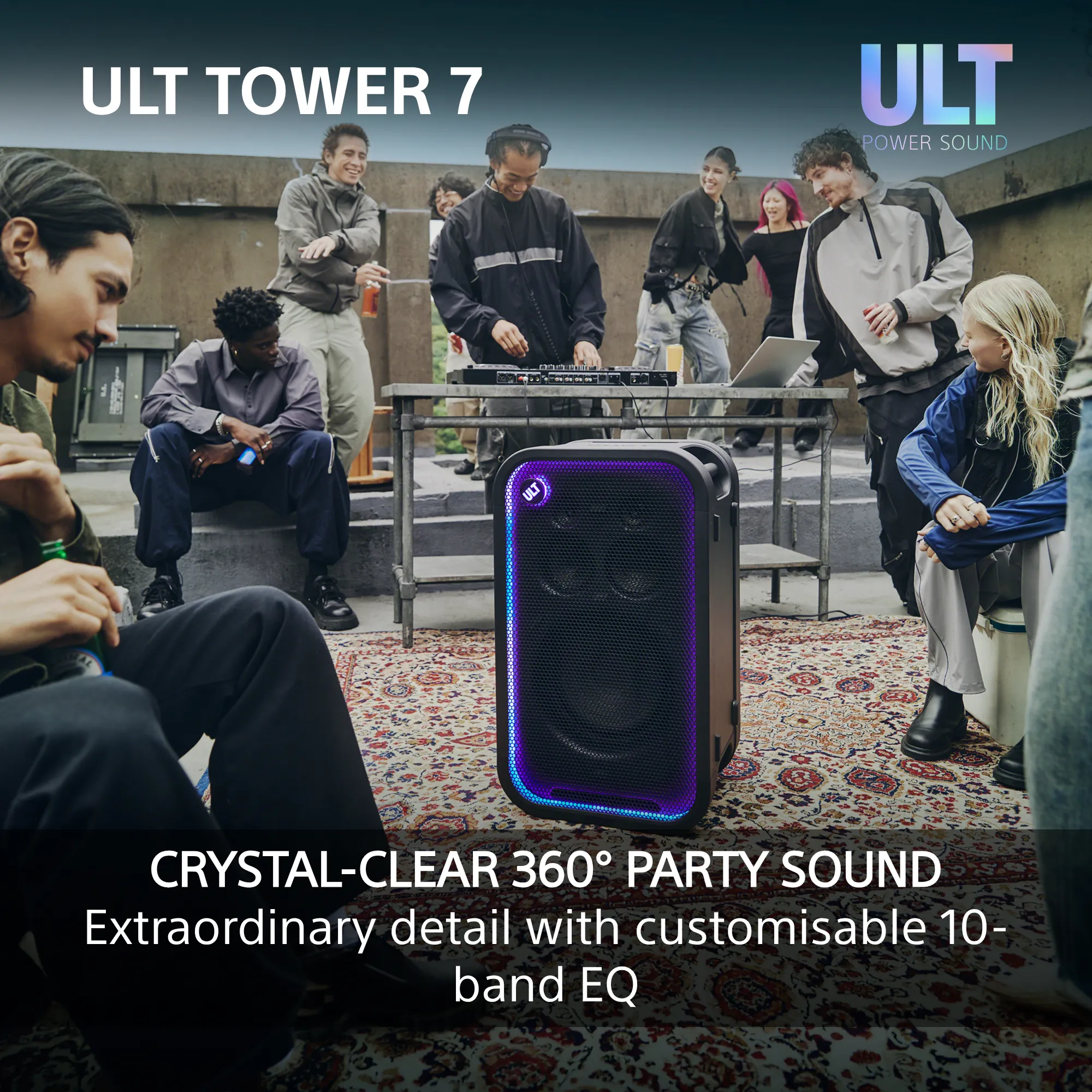 SONY ULT Tower 7 Wired &amp; Wireless Party Speaker, Black