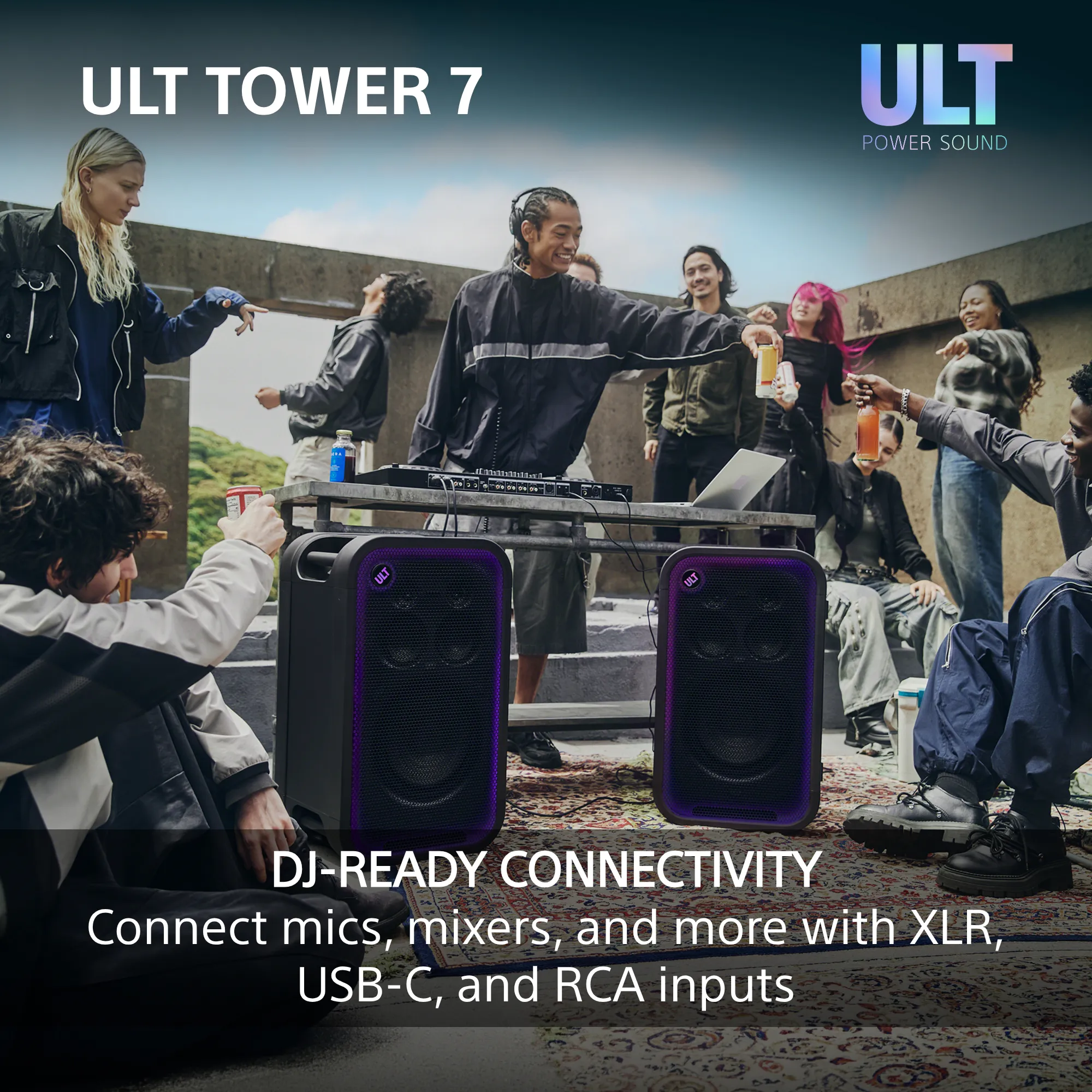 SONY ULT Tower 7 Wired &amp; Wireless Party Speaker, Black
