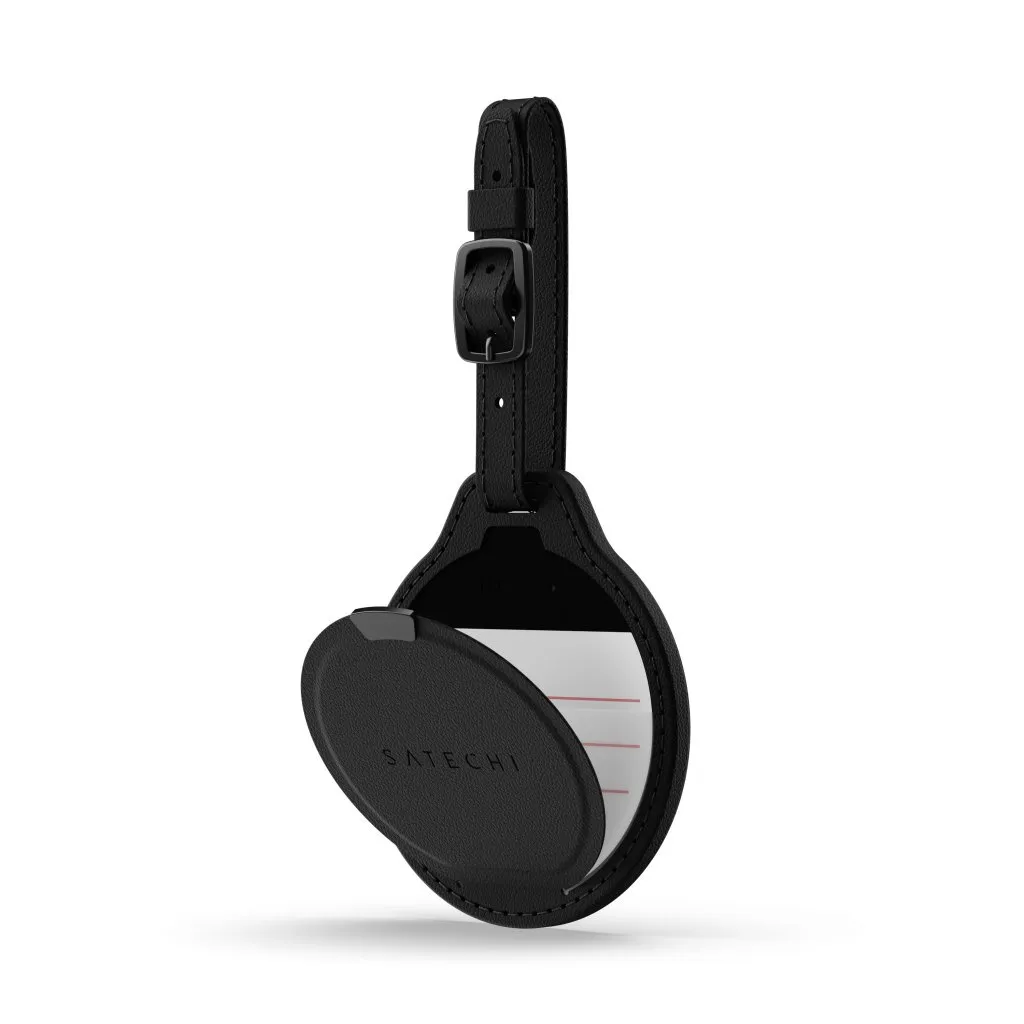 Satechi Find My Bagagetagg i vegansk l&auml;der - tracker, Svart