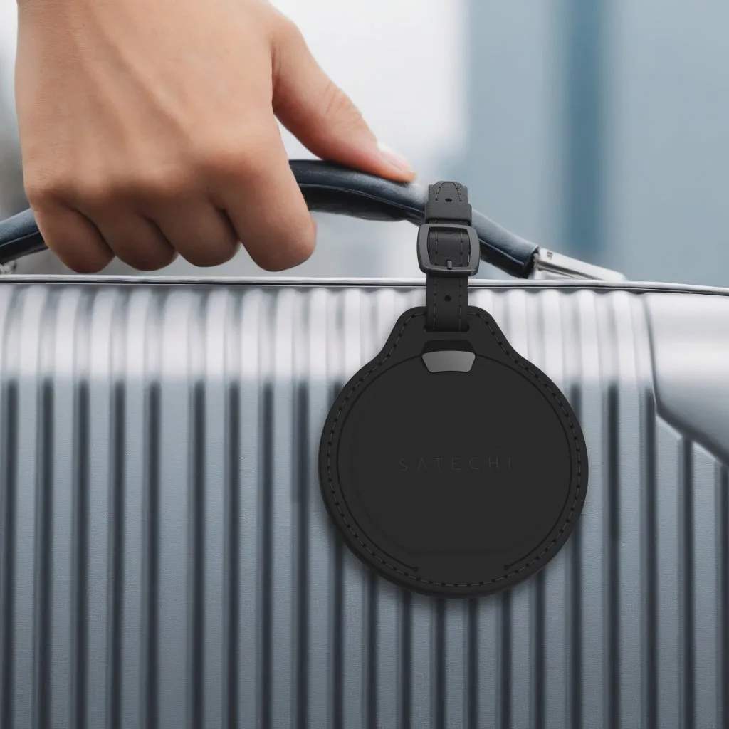 Satechi Find My Bagagetagg i vegansk l&auml;der - tracker, Svart