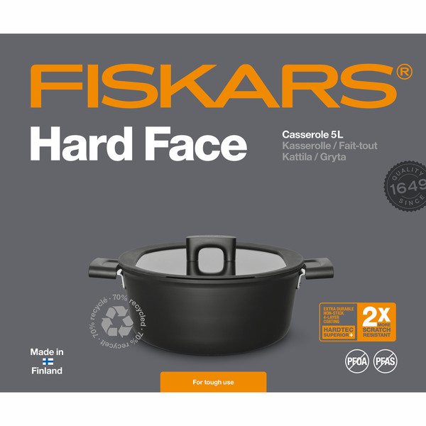 Fiskars Hard Face -kattila kannella, 26cm/5l