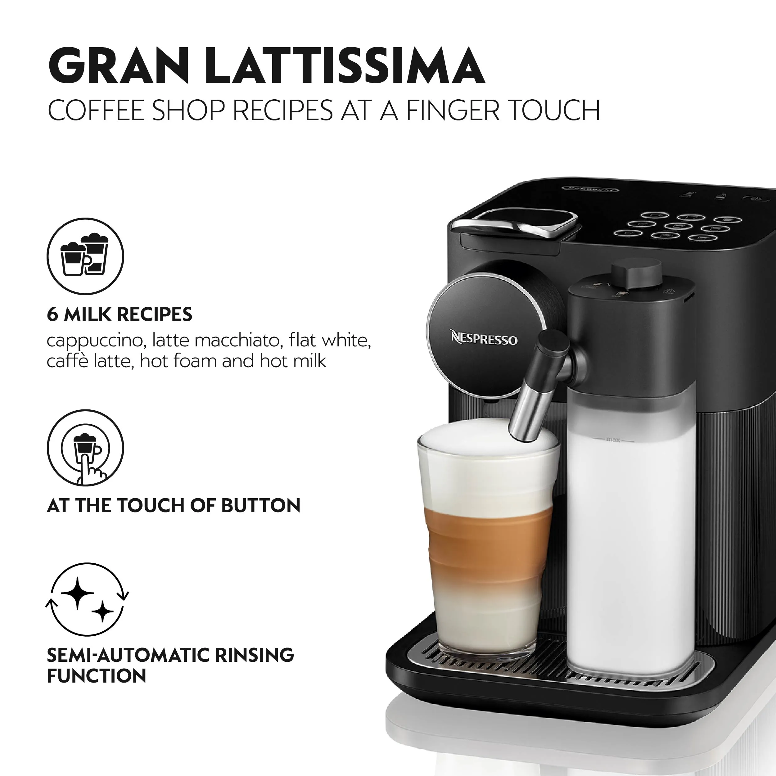 De'Longhi Gran Lattissima EN640.B Nespresso Original -kapselikahvikone, musta