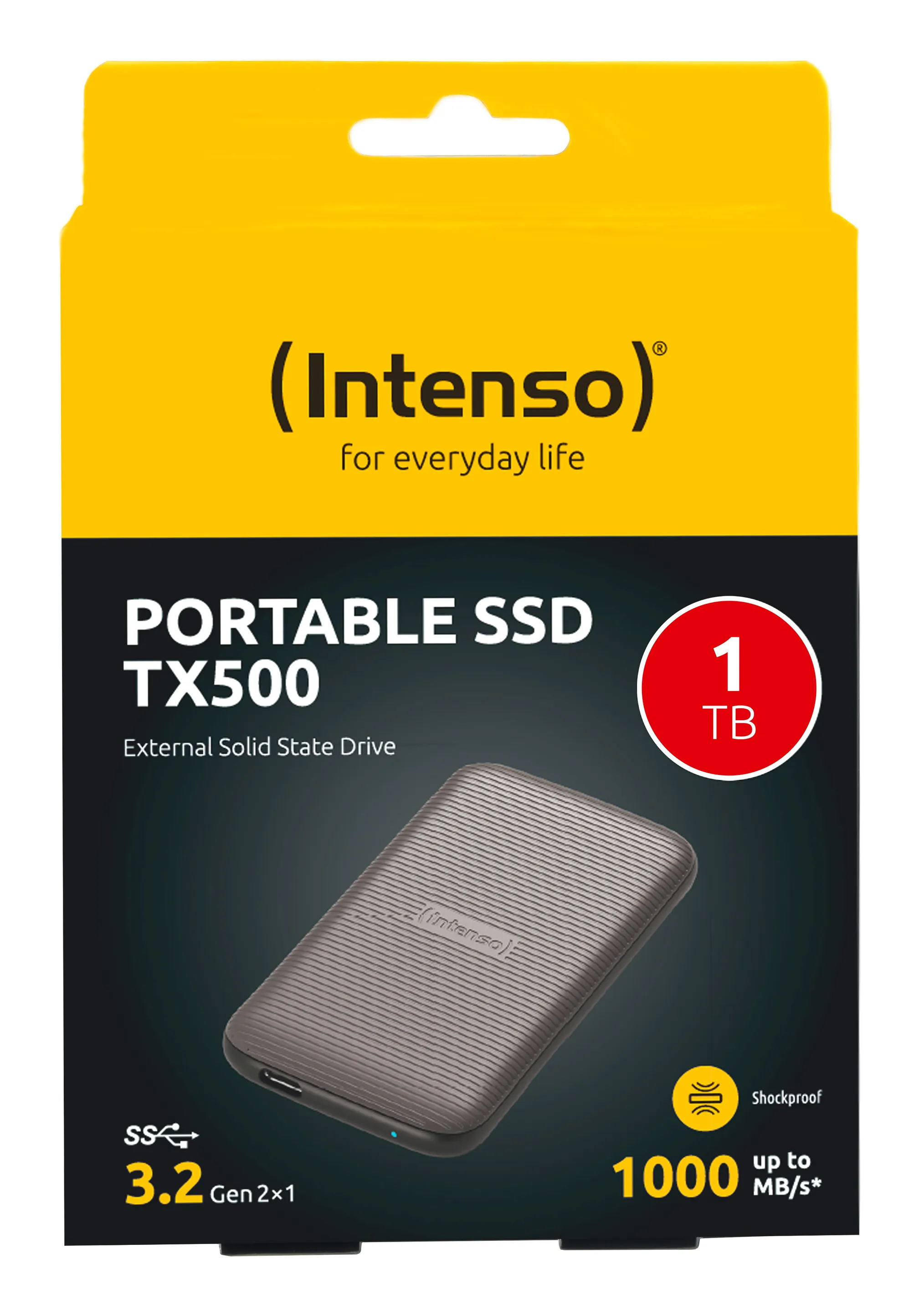 Intenso TX500 1TB External SSD with USB 3.2 Gen 2x1 (USB-C), Rugged, Portable, Brown