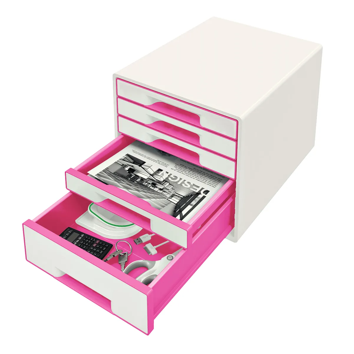 Leitz vetolaatikosto WOW Cube 5-ltk pink