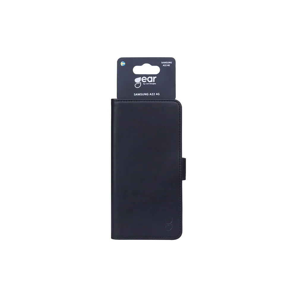 GEAR Wallet, Galaxy A22 -lompakkokotelo, Musta