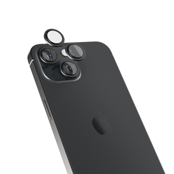 Epico Aluminium Lens, iPhone 15 / 15 Plus -kameran linssinsuoja, Musta