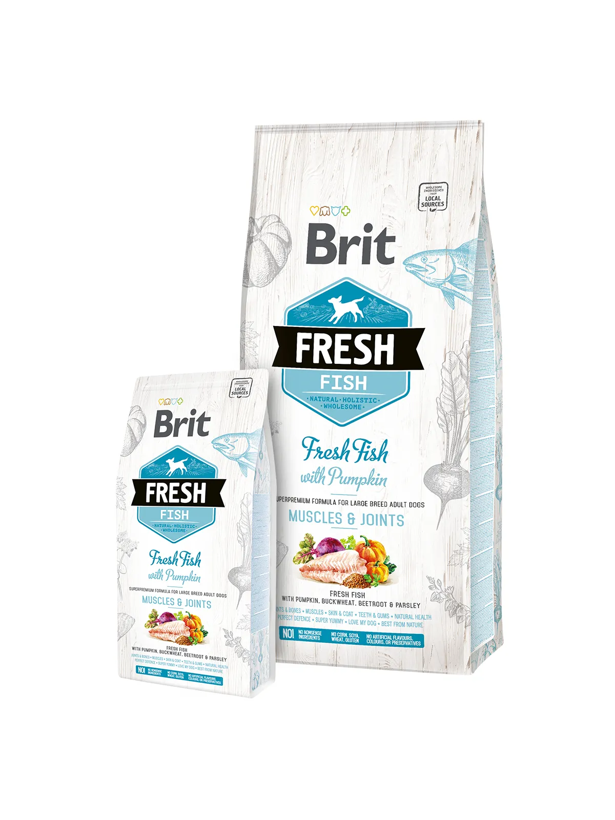 Brit Fresh Fish with Pumpkin Adult Large, Koiran kuivaruoka, Nivelet ja lihakset, 12 kg