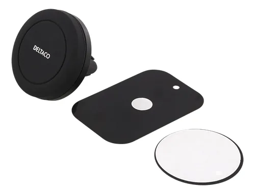 DELTACO puhelimen magn.teline autoon, kiinnitet&auml;&auml;n tuuletusrit., musta