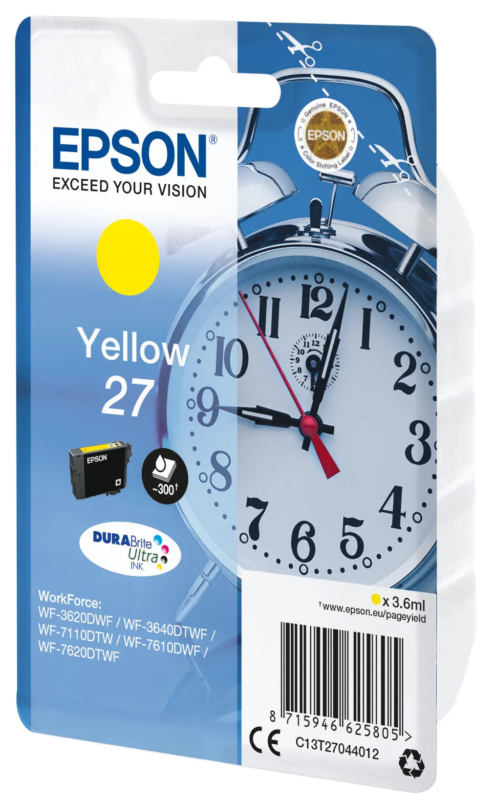 Epson 27 bl&auml;ckpatron, 3.6 ml, gul