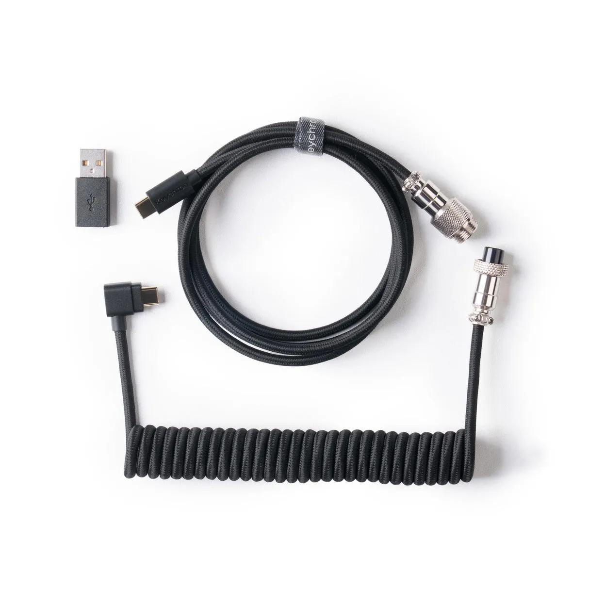KEYCHRON CAB-53 kierretty aviator USB-A &ndash; kulmikas USB-C -kaapeli, musta