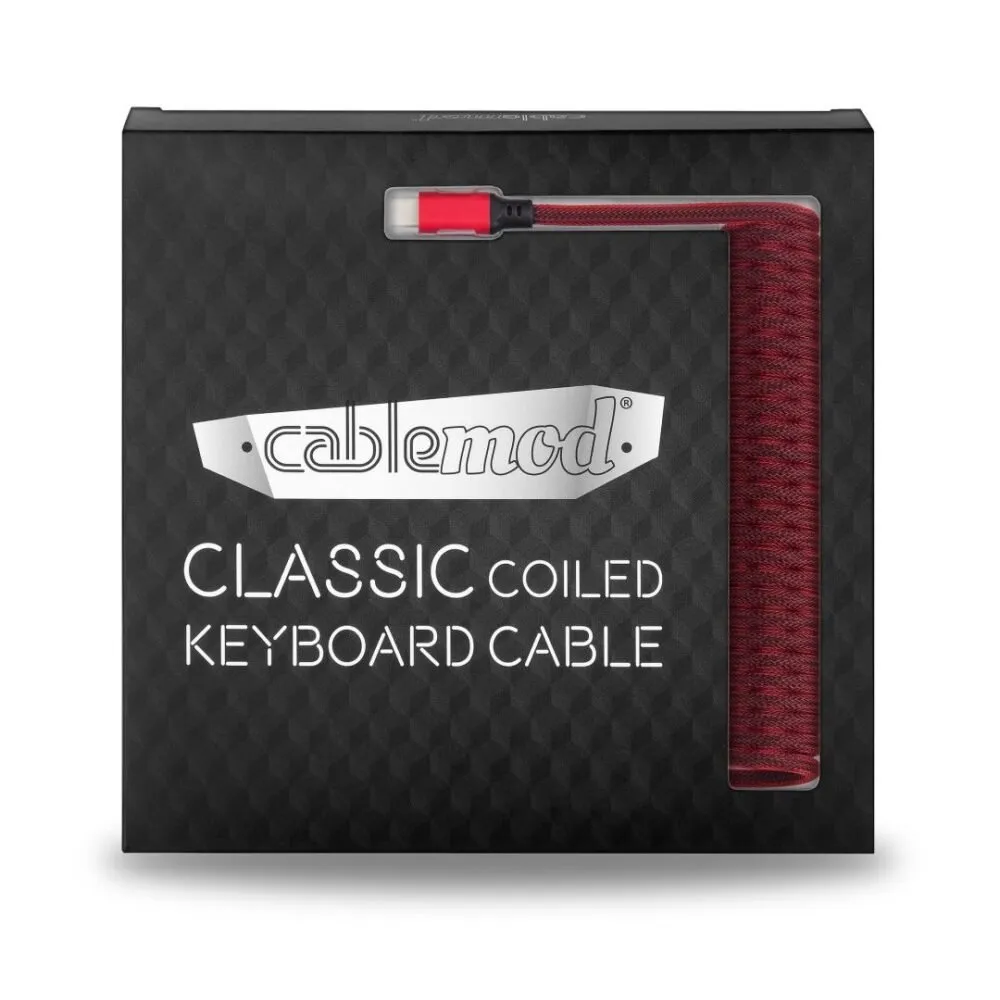 CableMod Classic Coiled Keyboard Cable, USB A -> USB Type C, 150cm, Republic Red