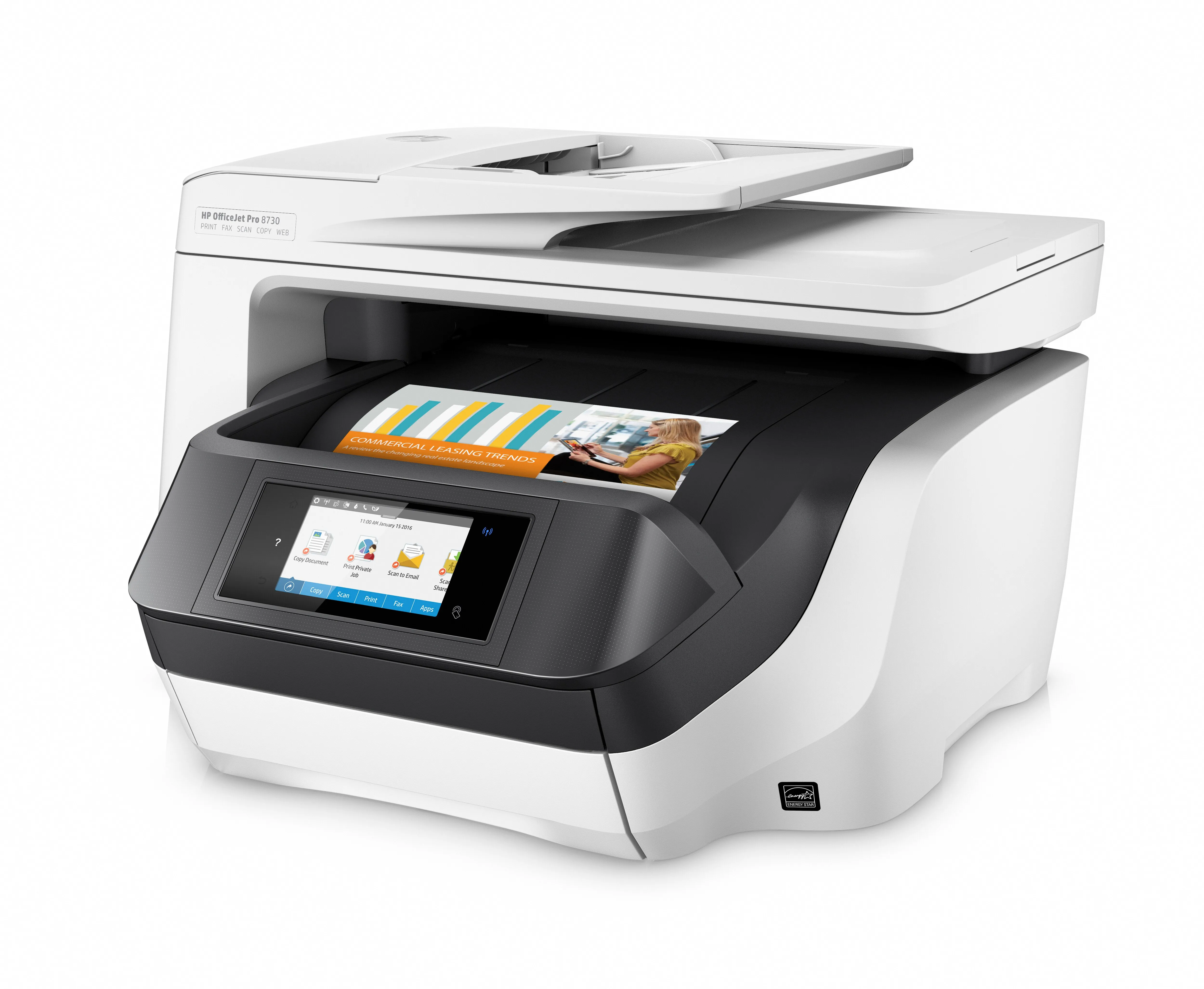 HP OfficeJet Pro 8730 All-in-One Duplex, LAN/Wi-Fi, A4 - f&auml;rgbl&auml;ckstr&aring;leskrivare