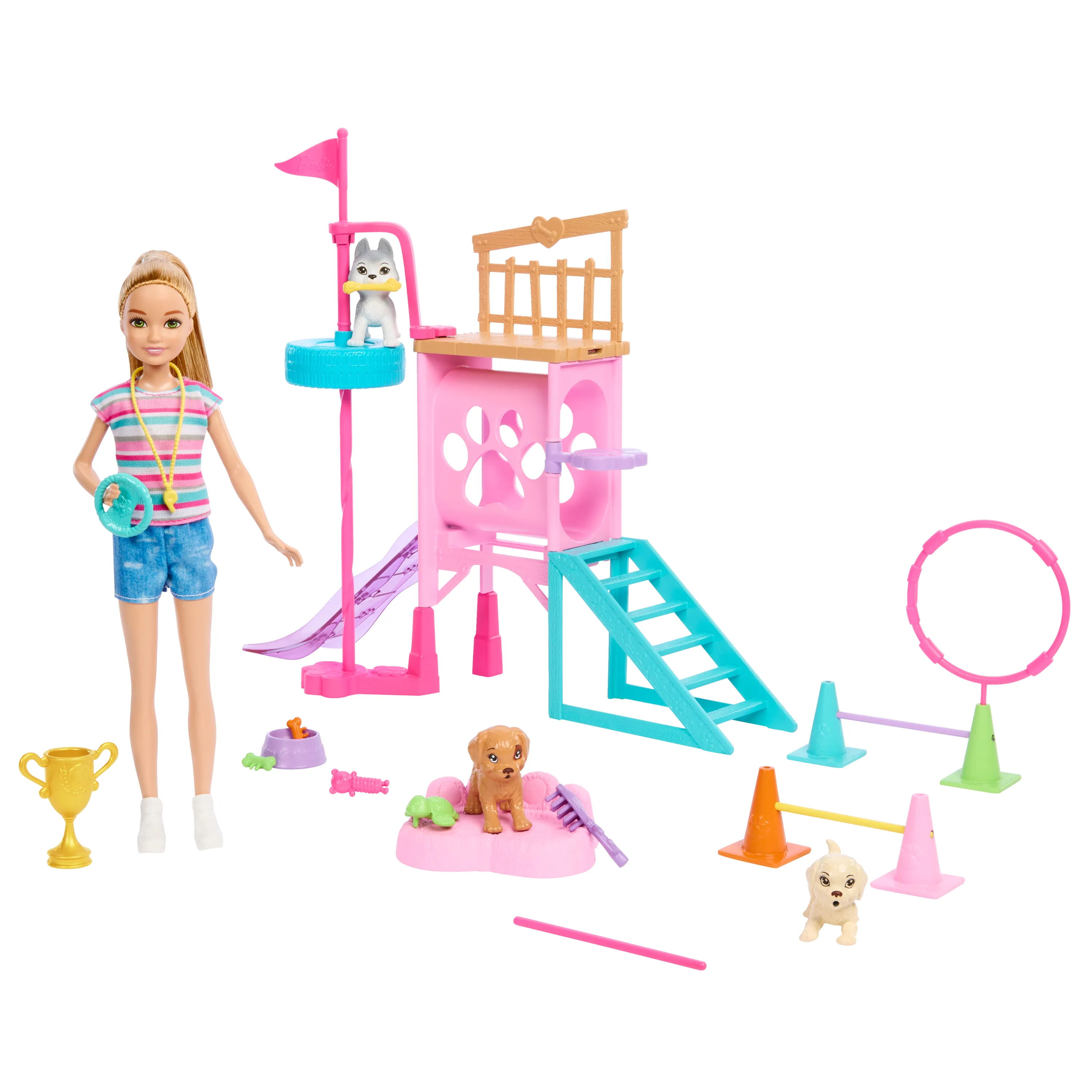 Mattel Barbie Family &amp; Friends Stacie's Puppy Playground Playset Doll