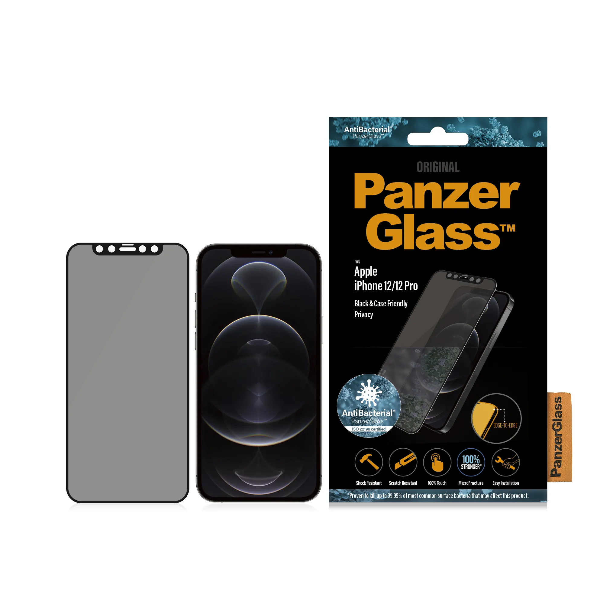 PanzerGlass Case Friendly, Privacy, iPhone 12 / 12 Pro -panssarilasi