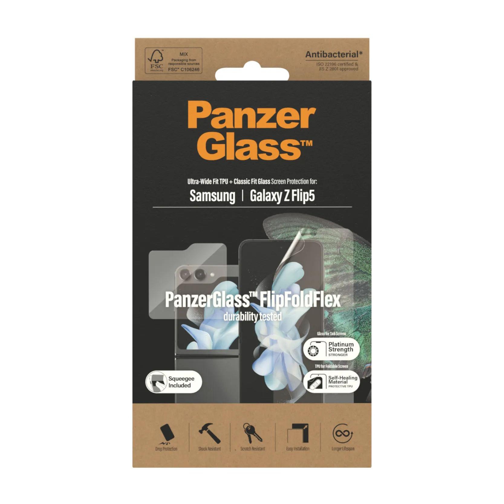PanzerGlass Ultra Wide + Classic Fit, Galaxy Z Flip5 - Protective Film + Glass