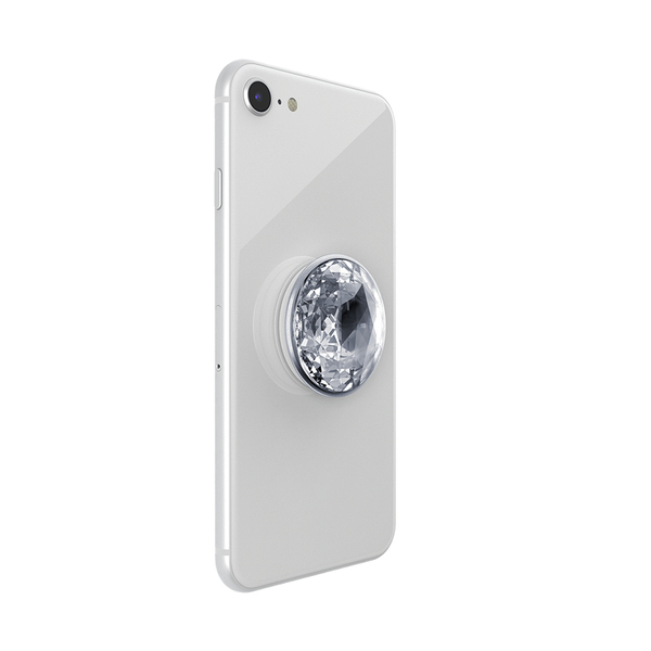 POPSOCKETS Disco Crystal Silver Avtagbart Grip med St&auml;llfunktion Premium