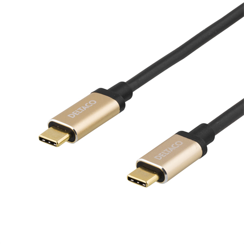 DELTACO USB 3.1 kabel, Gen 2, Typ C hane - Typ C hane, 2m, svart