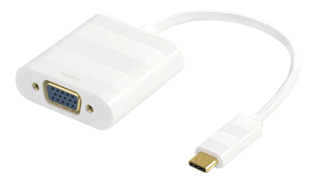 Deltaco USB-C – VGA - adapter, White