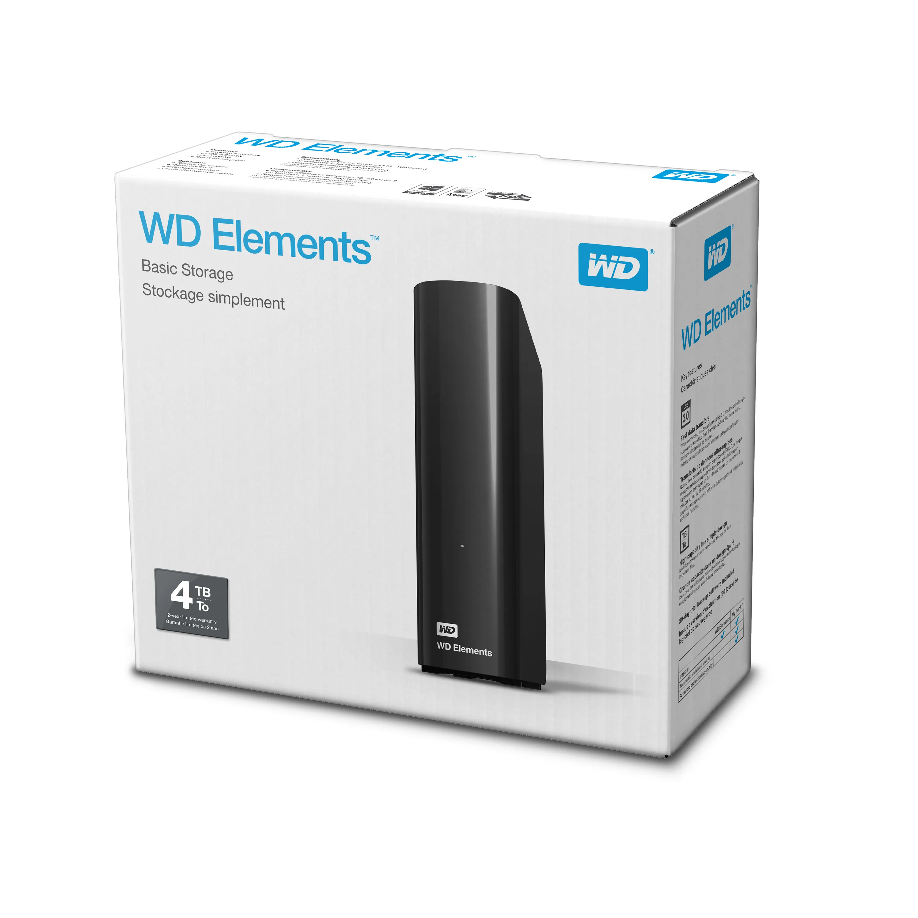 WD Elements Desktop 4TB - External HDD, Black