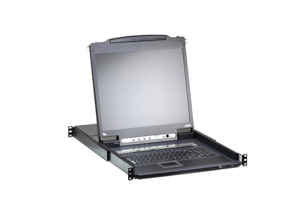 ATEN 8-port KVM &ouml;ver IP Switch, 19&quot; LCD, USB, PS/2, VGA, svart US *AG*