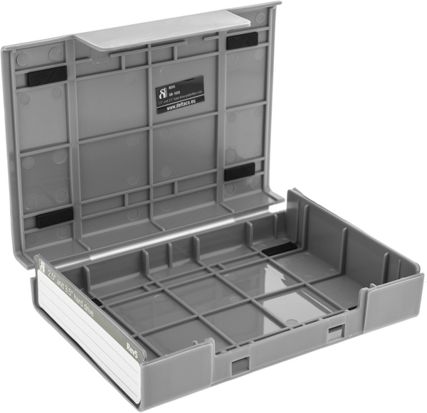 muovikotelo 1x3,5" tai 4x2,5" SATA-levyille, pinottava, har