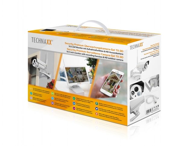 Technaxx TX-30 Premium &Ouml;vervakningskamera med sk&auml;rm, 18,5" HD LCD, 1MP