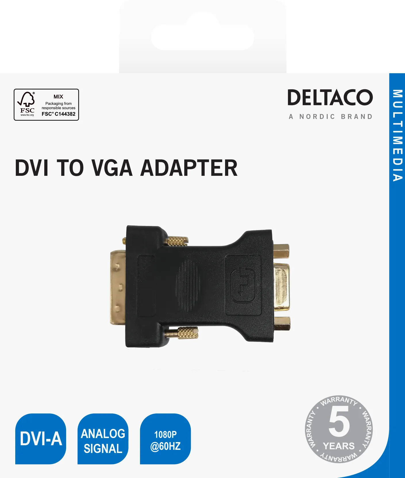 Deltaco DVI-A - VGA adapter, black