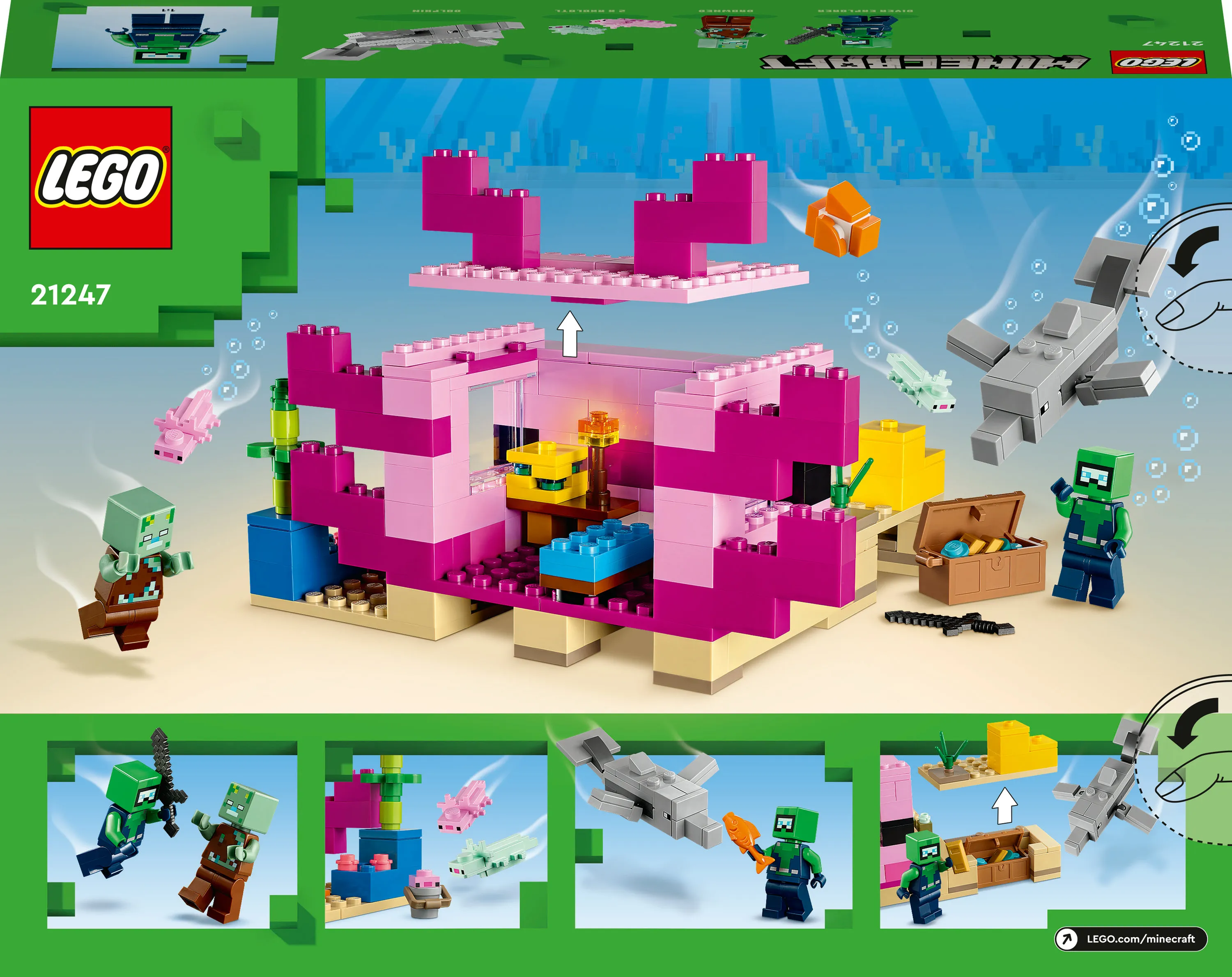 LEGO 21247 Minecraft The Axolotl House, construction toy