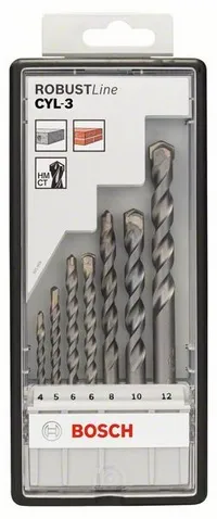 Bosch Robust Line CYL-3 Silver Percussion Hammer Drill Bit Set (7-Piece)