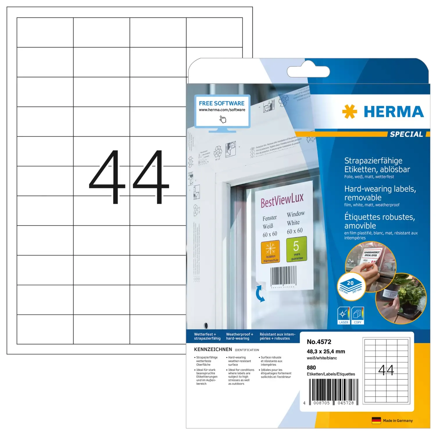 Herma label removable weather-resistant 48,3x25,4 (880)