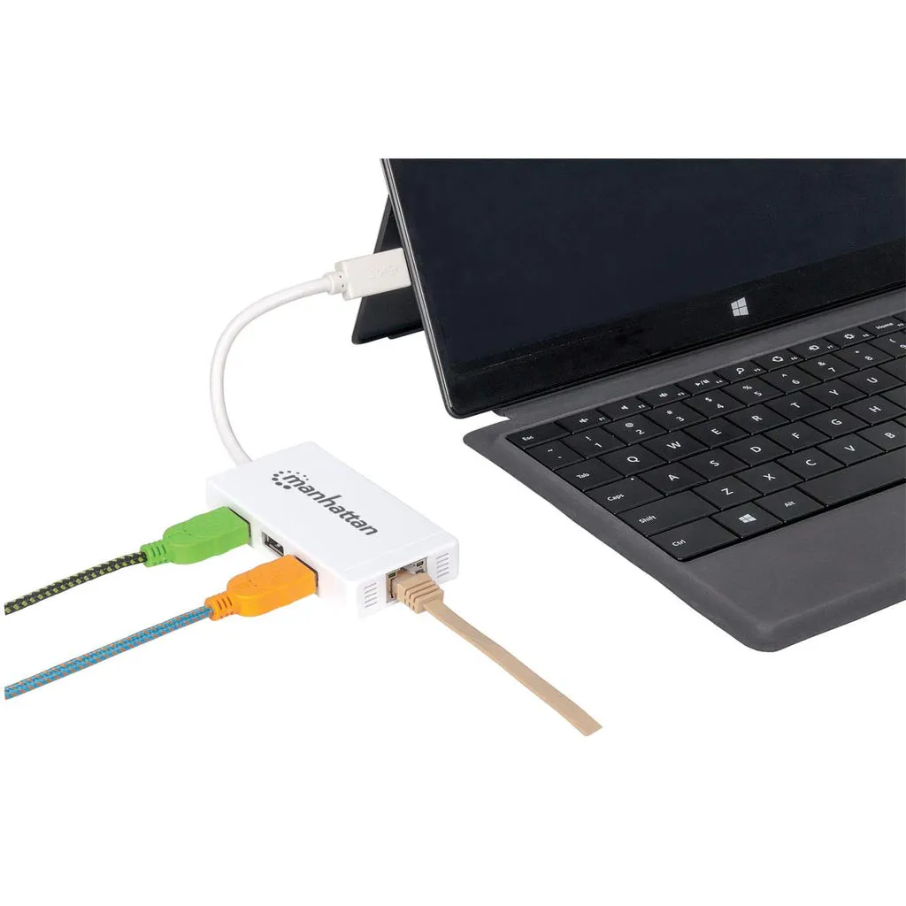 Manhattan Usb-A 3-Port Hub With Gigabit Ethernet Adapter