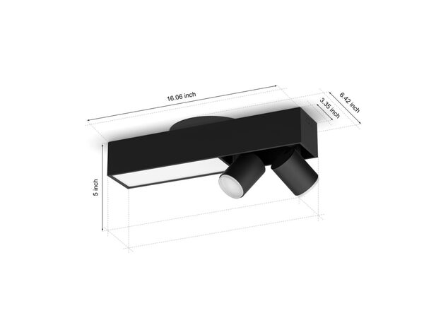 Philips Hue Centris 2-Spot Ceiling Spotlight, White and Color Ambiance, 2 x GU10, Black