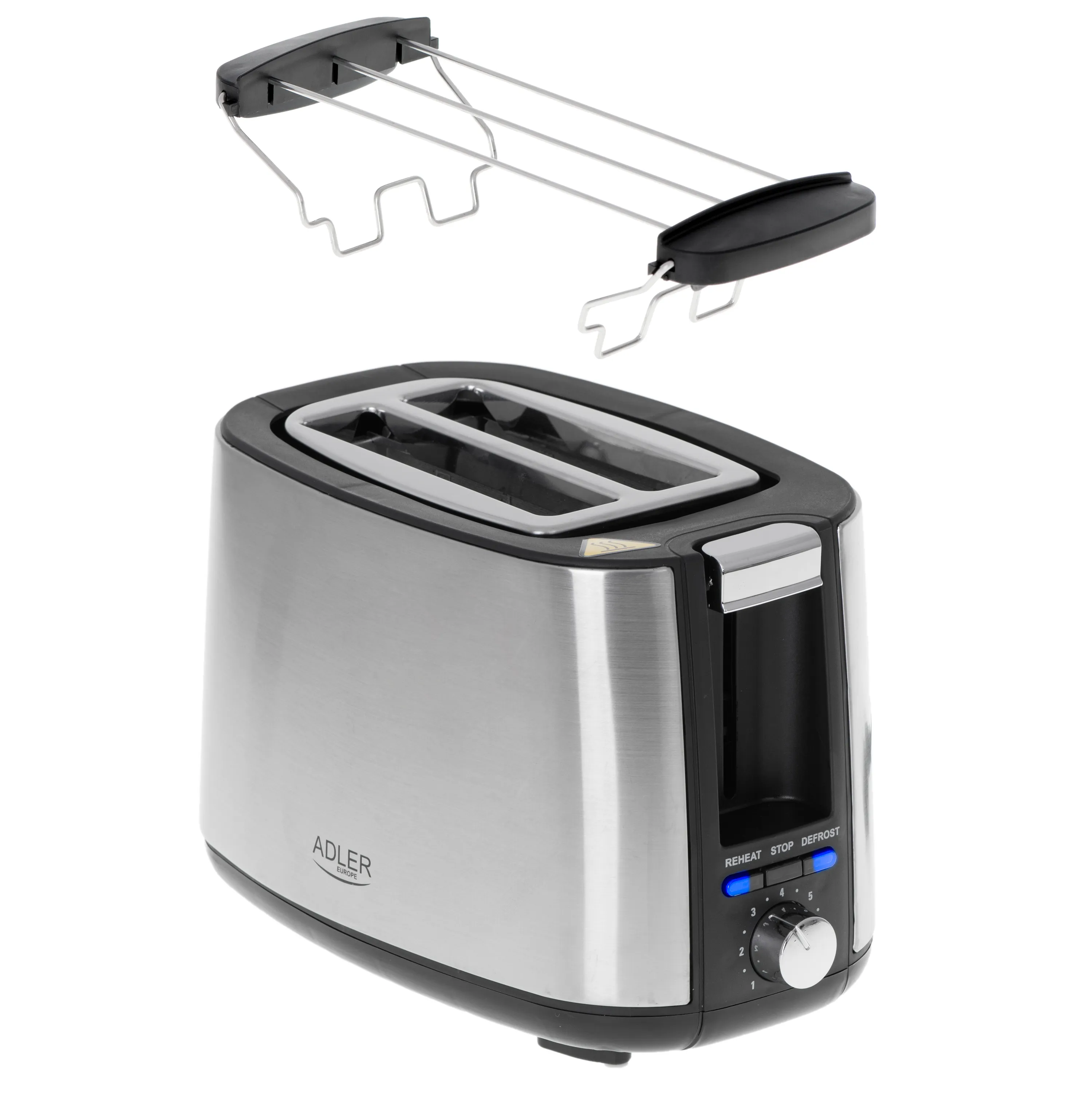 Adler AD 3214 Toaster 2-Slice 900 W Stainless steel Silver