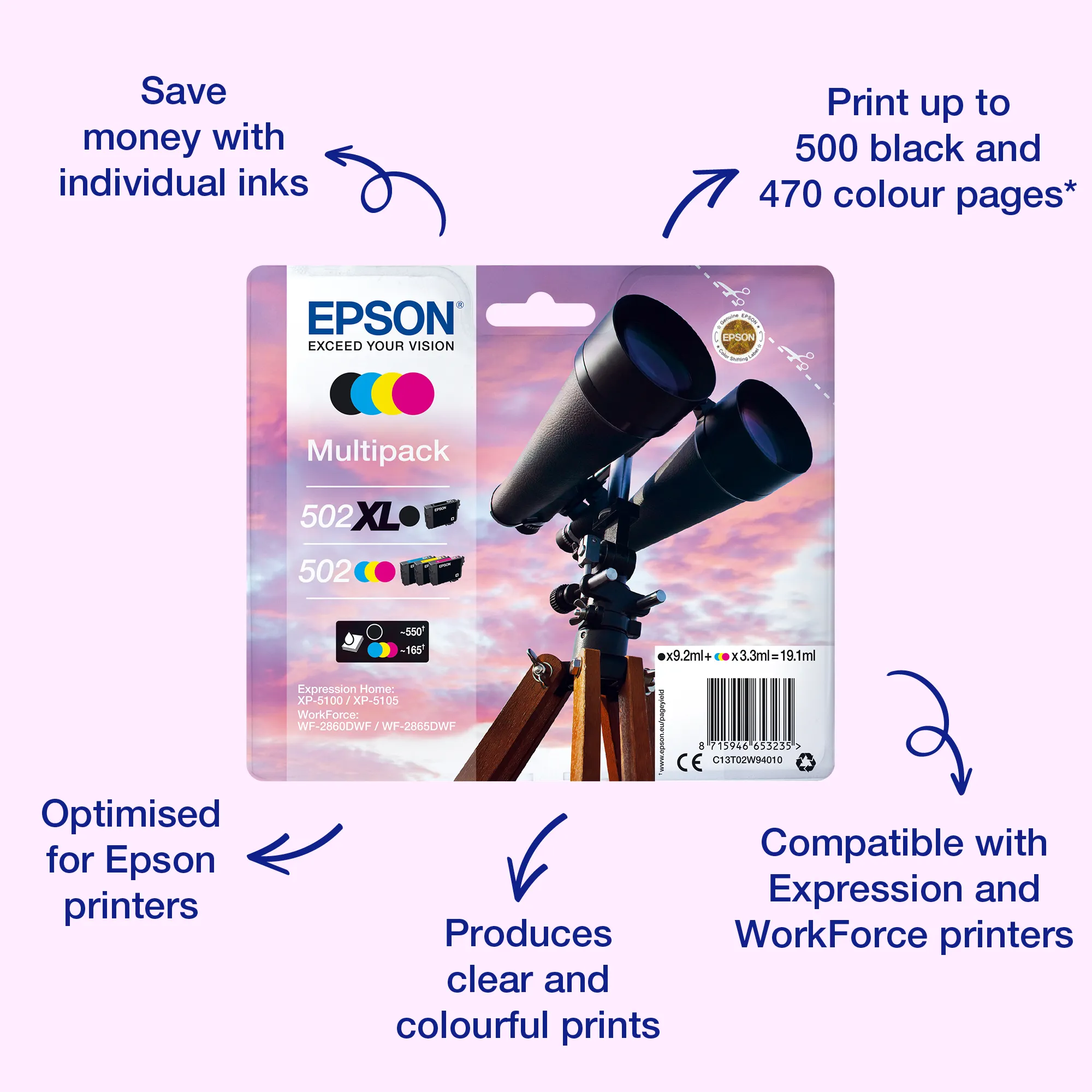 Epson 502 Ink cartridge, 3.3 ml, Magenta