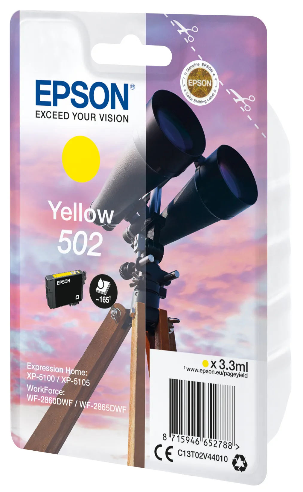 Epson 502 -mustekasetti, 3.3 ml, keltainen